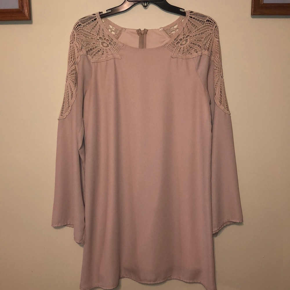 Cream colored dress with long sleeves